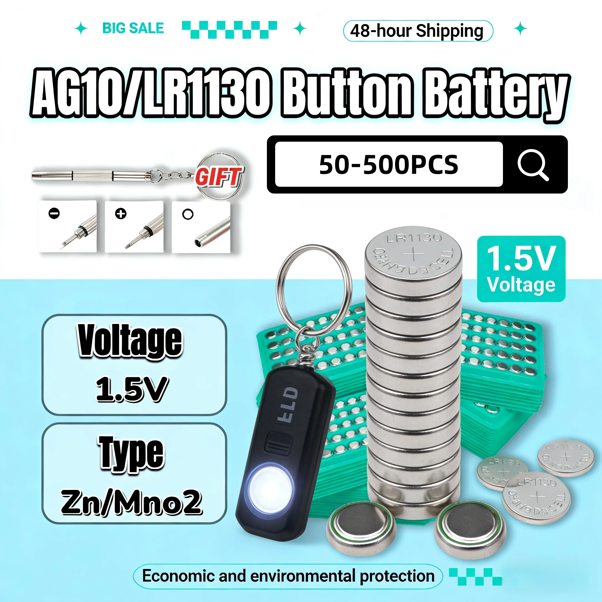50-500PCS AG10 LR1130 Button Cell Battery 1.55V Zinc Battery for Clock Electronics Luminous Toys Gifts Long Lasting Power Cell
50-500PCS AG10 LR1130 Button Cell Battery 1.55V Zinc Battery for Clock Electronics Luminous Toys Gifts Long Lasting Power Cell