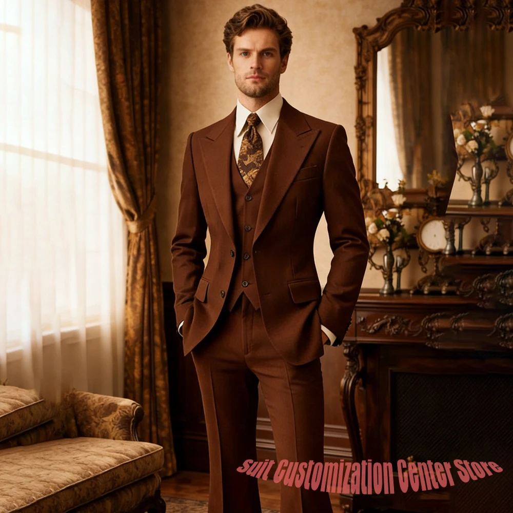 Classic Brown Men's Suits and Separates Single Breasted 3-Piece Jacket Vest Pants Set Formal Business Wedding Groom Wear
Classic Brown Men's Suits and Separates Single Breasted 3-Piece Jacket Vest Pants Set Formal Business Wedding Groom Wear