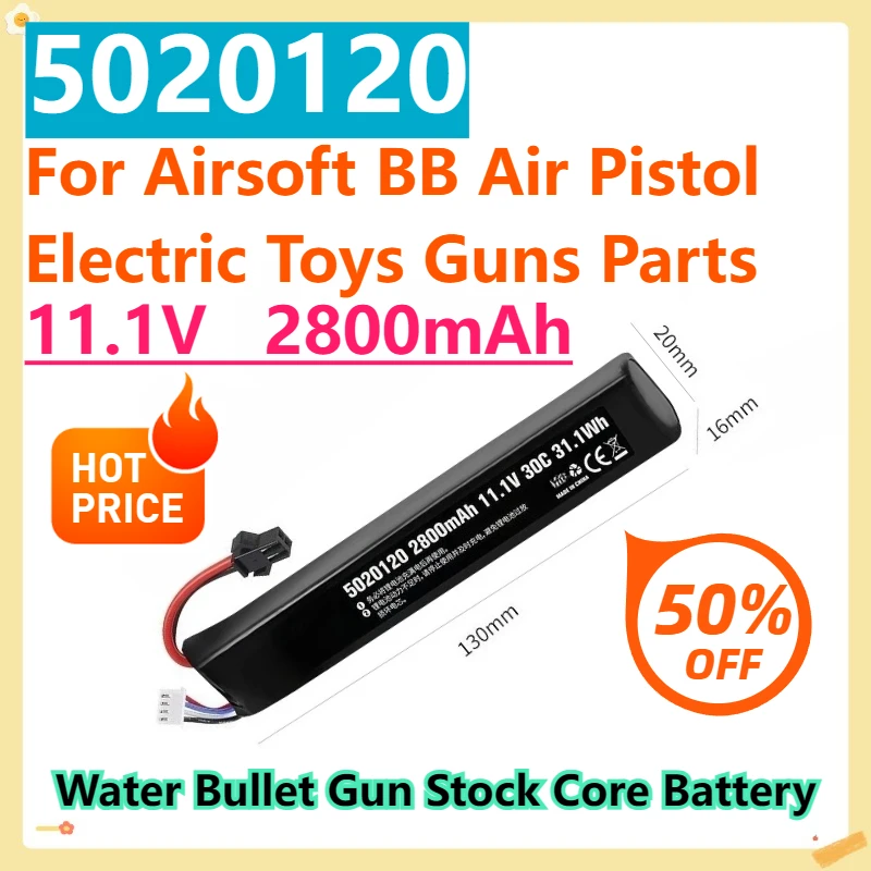 For Airsoft BB Air Pistol Electric Toys Guns Parts 11.1V 2800mAh 30C High Rate 5020120 LiPo Battery
For Airsoft BB Air Pistol Electric Toys Guns Parts 11.1V 2800mAh 30C High Rate 5020120 LiPo Battery