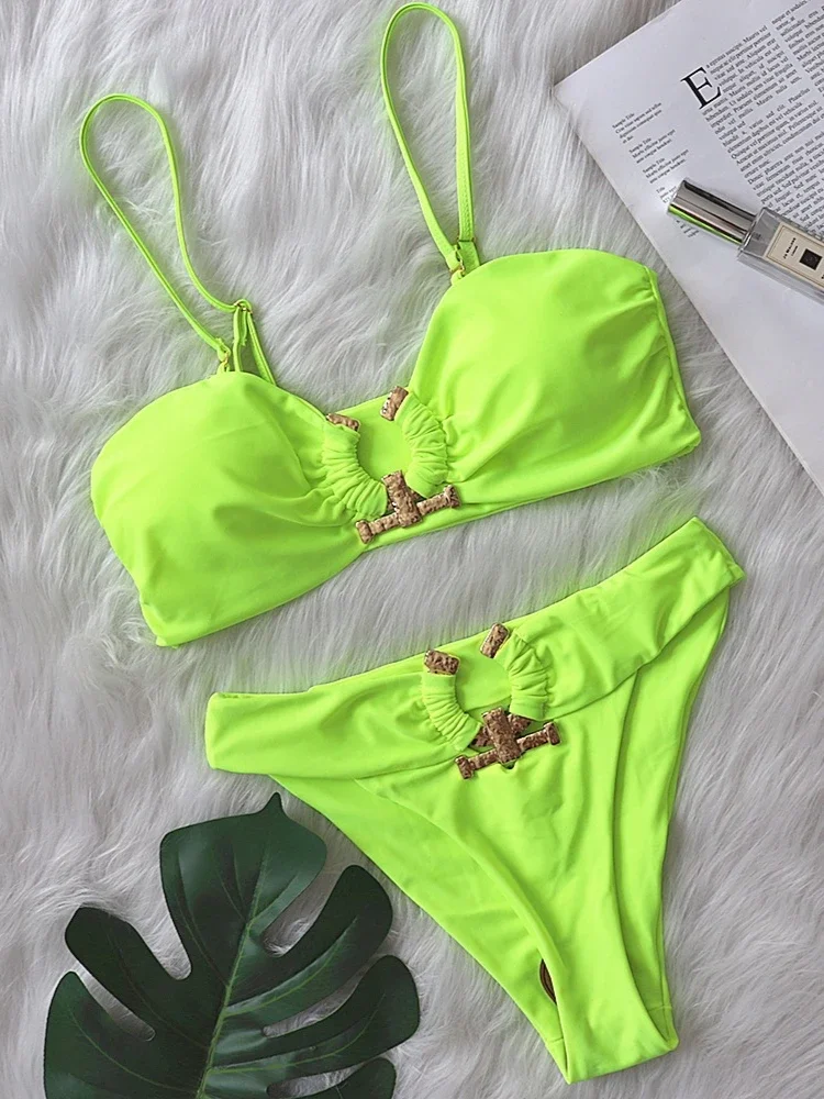 Bikin Set Women's Metal Accessories Hollow Out 2-piece Swimsuit Sexy High Waist Thong Strapless Backless Mini Swimwear 2025 New
Bikin Set Women's Metal Accessories Hollow Out 2-piece Swimsuit Sexy High Waist Thong Strapless Backless Mini Swimwear 2025 New