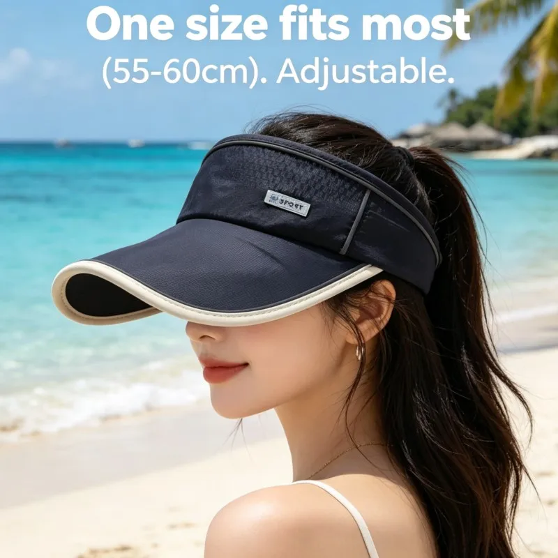 Lightweight Sun Visor Cap 55-60cm Adjustable Wide Brim UV Protection Breathable Quick Dry Outdoor Running Golf Hiking Daily Use
Lightweight Sun Visor Cap 55-60cm Adjustable Wide Brim UV Protection Breathable Quick Dry Outdoor Running Golf Hiking Daily Use