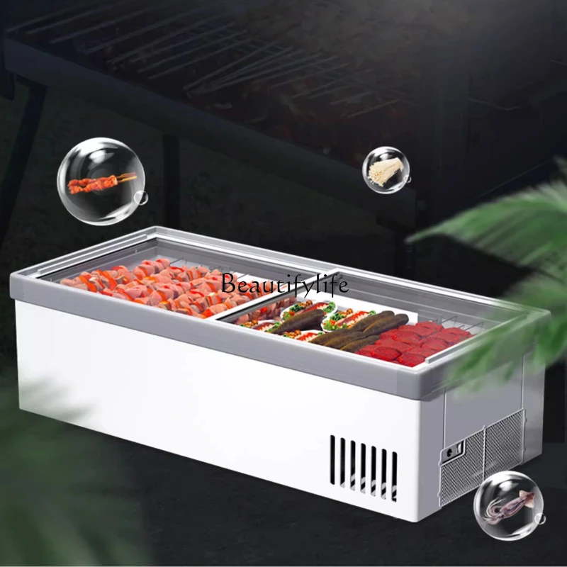 Commercial double temperature ladder display cabinet, seafood barbecue cold fresh stall, a la carte fruit fishing fresh-keeping
Commercial double temperature ladder display cabinet, seafood barbecue cold fresh stall, a la carte fruit fishing fresh-keeping