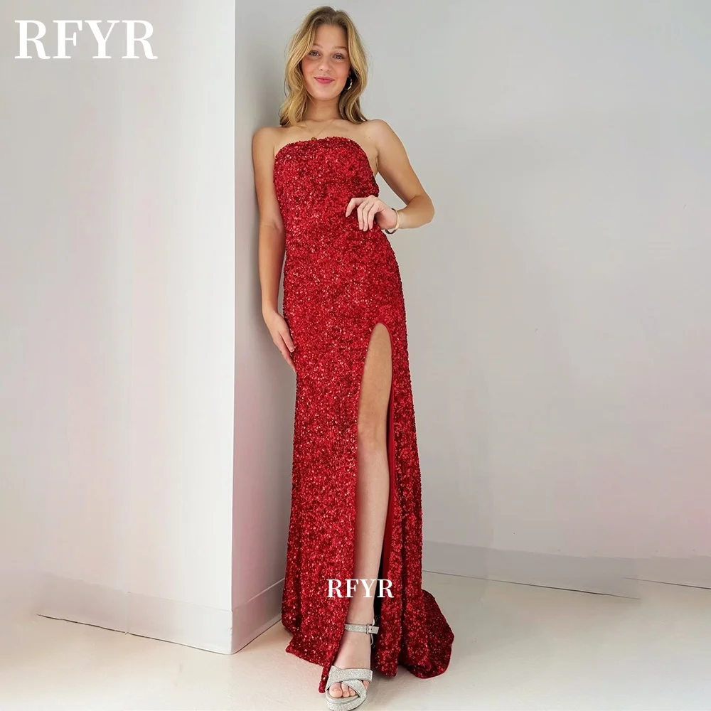 RFYR Straight Evening Dress Sequined Party Dress High Split Women Lace Up Back Prom Dress Sexy Sweep Train Customized
RFYR Straight Evening Dress Sequined Party Dress High Split Women Lace Up Back Prom Dress Sexy Sweep Train Customized