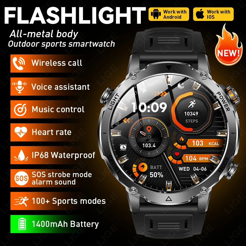 2026 New LED Flashlight Smart Watch Outdoor Sport 1400mAh Big Battery 2.01"HD Screen Bluetooth Call Waterproof Smartwatch Men
2026 New LED Flashlight Smart Watch Outdoor Sport 1400mAh Big Battery 2.01"HD Screen Bluetooth Call Waterproof Smartwatch Men