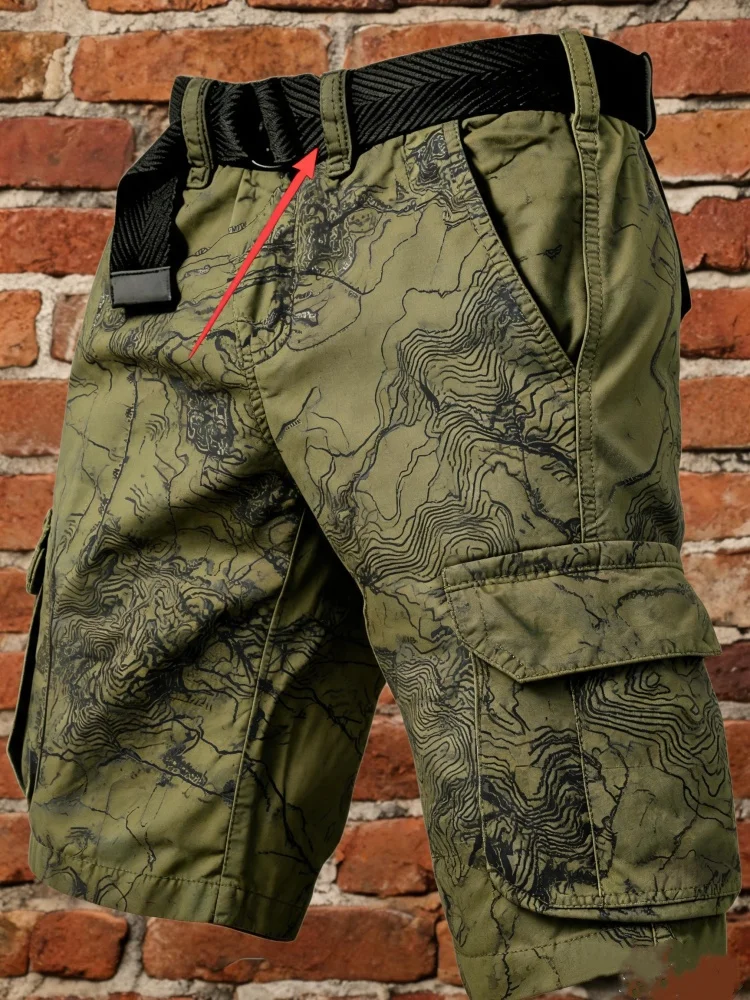 Mens Cargo Shorts with Topographic Map Print Military Green Loose Fit Multi Pockets Elastic Waist Outdoor Streetwear Shorts with
Mens Cargo Shorts with Topographic Map Print Military Green Loose Fit Multi Pockets Elastic Waist Outdoor Streetwear Shorts with