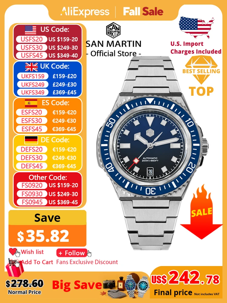 San Martin 41mm Men Diving Watch Integrated Case NH35 Automatic Mechanical Watch Original Design 200m Waterproof Sapphire SN0146 
San Martin 41mm Men Diving Watch Integrated Case NH35 Automatic Mechanical Watch Original Design 200m Waterproof Sapphire SN0146
