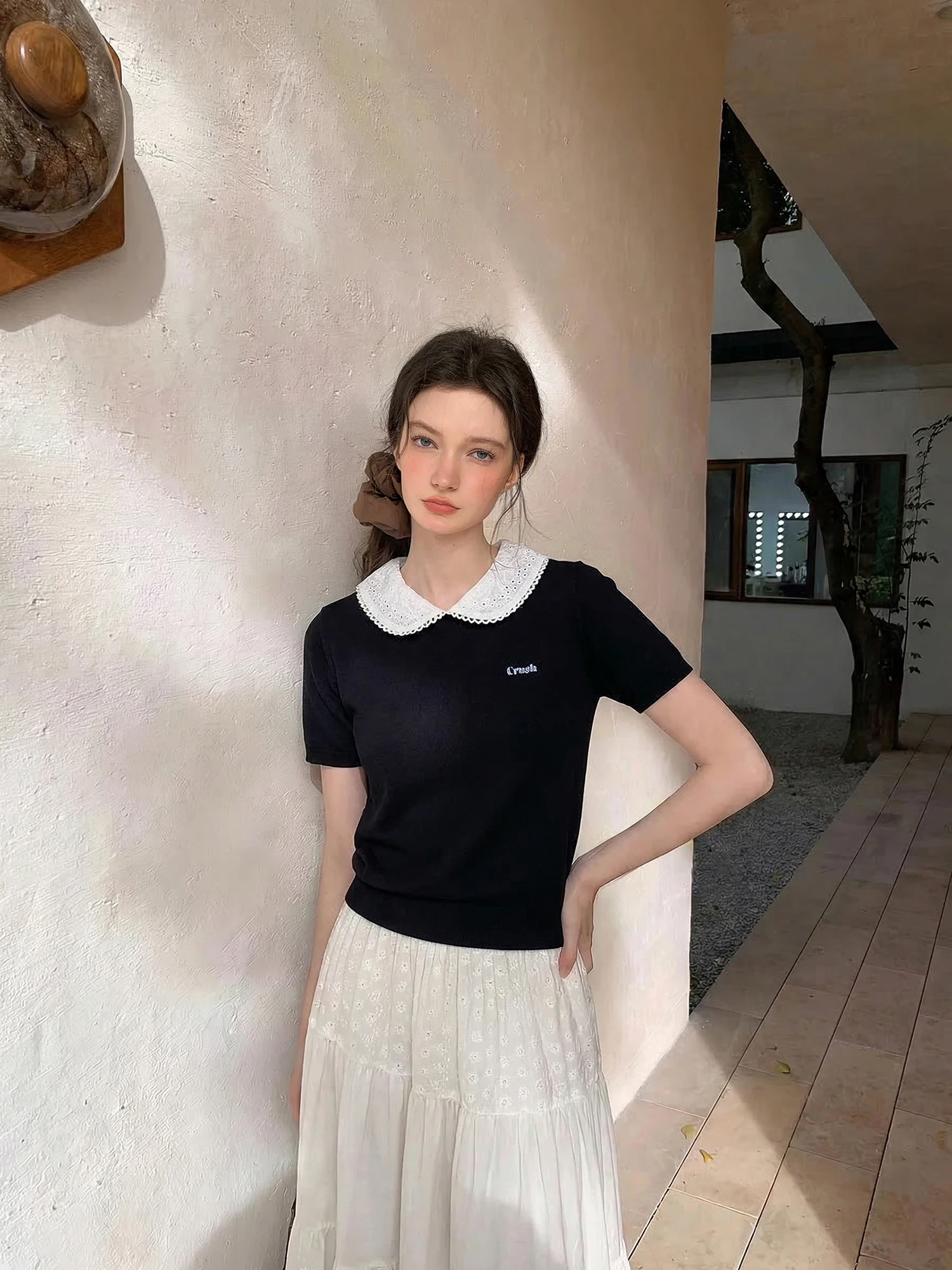 Creamsu Short Sleeve T-Shirt Women's Summer Miu Style round Neck Versatile Short Top Korean Style Commute Wind Knitted Loose Fit
Creamsu Short Sleeve T-Shirt Women's Summer Miu Style round Neck Versatile Short Top Korean Style Commute Wind Knitted Loose Fit