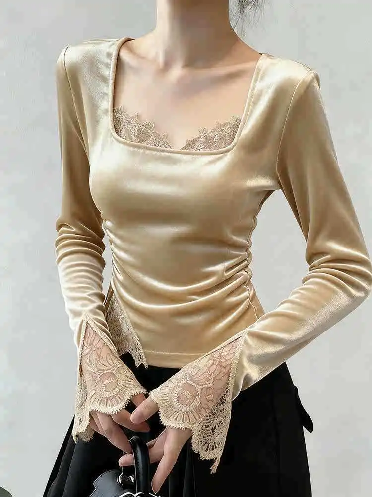 2025 Autumn Winter Women's Shirt High-End Luxury Champagne Velvet Waist-Cinching Top
2025 Autumn Winter Women's Shirt High-End Luxury Champagne Velvet Waist-Cinching Top