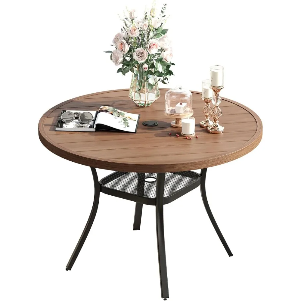 Metal Patio Dining Table for 4, 41.2"x 28" Grain Outdoor Round Table with Adjustable Umbrella Hole for Lawn.
Metal Patio Dining Table for 4, 41.2"x 28" Grain Outdoor Round Table with Adjustable Umbrella Hole for Lawn.