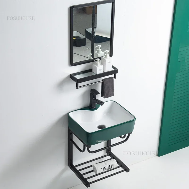 Green Bathroom Sinks Wall-mounted Wash Basin Household Mini Bathroom Cabinet Washing Sink Hanging Basin Modern kitchen fixtures
Green Bathroom Sinks Wall-mounted Wash Basin Household Mini Bathroom Cabinet Washing Sink Hanging Basin Modern kitchen fixtures