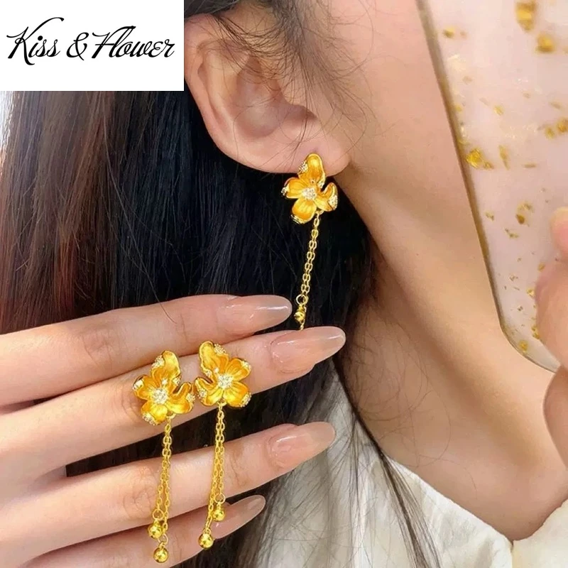 KISS&FLOWER 24KT Gold Flower Tassel Stud Earrings For Women Wedding Party Birthday Christmas Bride Mother Girl Lady Gifts ER559
KISS&FLOWER 24KT Gold Flower Tassel Stud Earrings For Women Wedding Party Birthday Christmas Bride Mother Girl Lady Gifts ER559