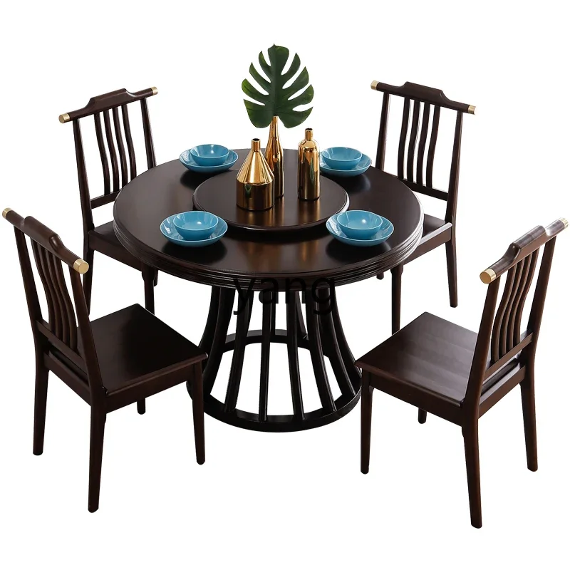LH walnut new Chinese style all solid wood round dining table and chair combination rotatable household simple with turntable
LH walnut new Chinese style all solid wood round dining table and chair combination rotatable household simple with turntable
