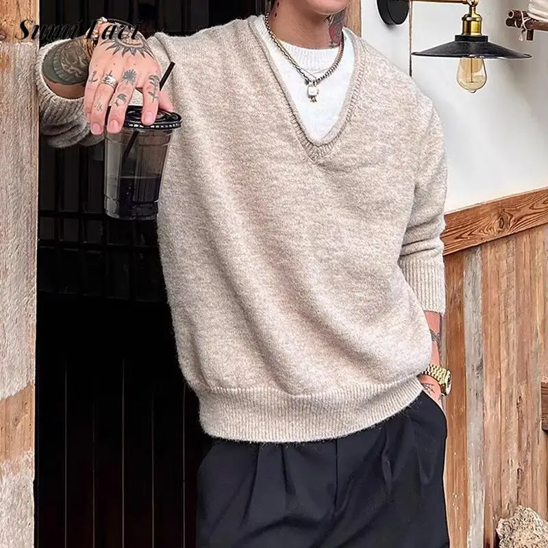 Модные мужские лоскутные джемперы, вязаные двухслойные свитера с длинными рукавами, весенне-осенний мужской трикотаж, винтажный тонкий свитер
Модные мужские лоскутные джемперы, вязаные двухслойные свитера с длинными рукавами, весенне-осенний мужской трикотаж, винтажный тонкий свитер