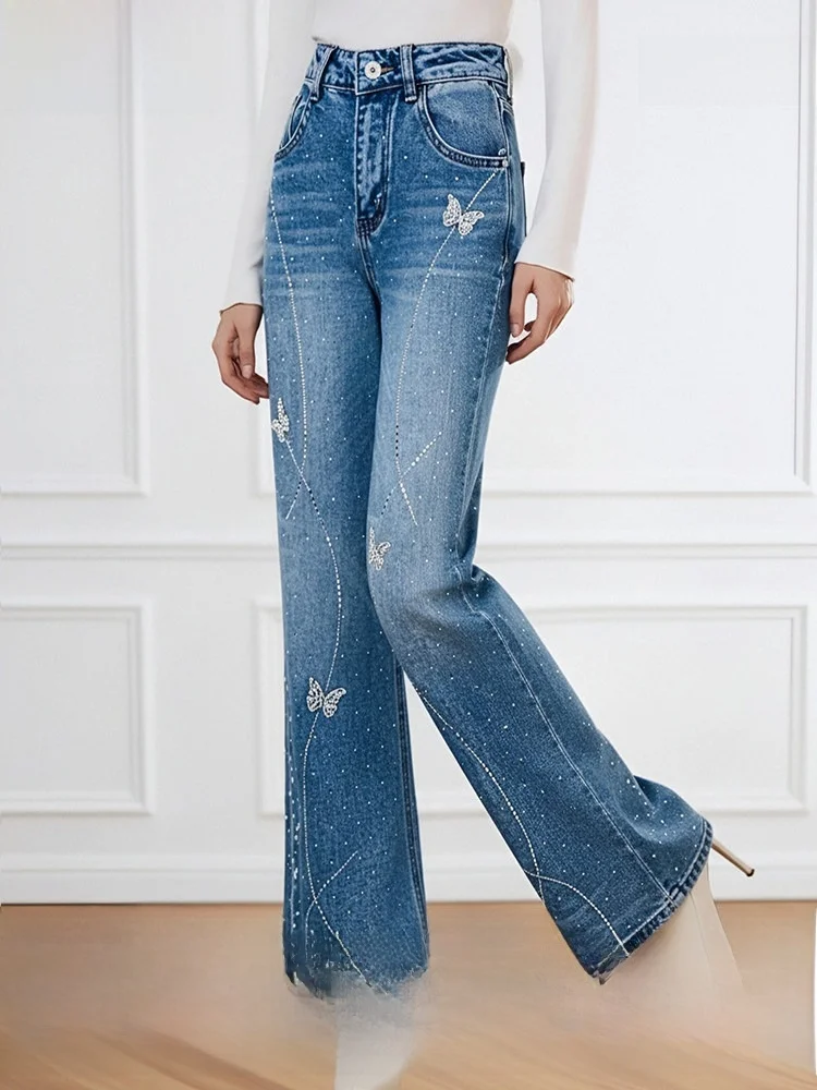 Blue Embroidered High Waist Wide Leg Casual Jeans Women's Summer Fashion Slimming Straight Loose Fit Denim Pants
Blue Embroidered High Waist Wide Leg Casual Jeans Women's Summer Fashion Slimming Straight Loose Fit Denim Pants