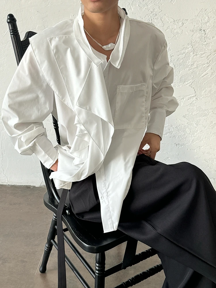 Elegant Simple White Shirt Asymmetric Splice Loose Fit Long Sleeve Stand Collar Button Closure Polyester Fiber Youth Fashion
Elegant Simple White Shirt Asymmetric Splice Loose Fit Long Sleeve Stand Collar Button Closure Polyester Fiber Youth Fashion