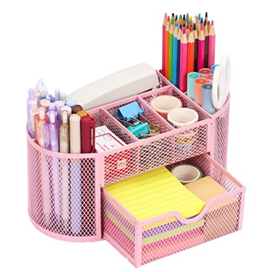 Desk Organizer Pen Holder for Desk and Accessories Mesh Desk Organizer with 8 Compartments and 1 Drawer for Office Home School
Desk Organizer Pen Holder for Desk and Accessories Mesh Desk Organizer with 8 Compartments and 1 Drawer for Office Home School