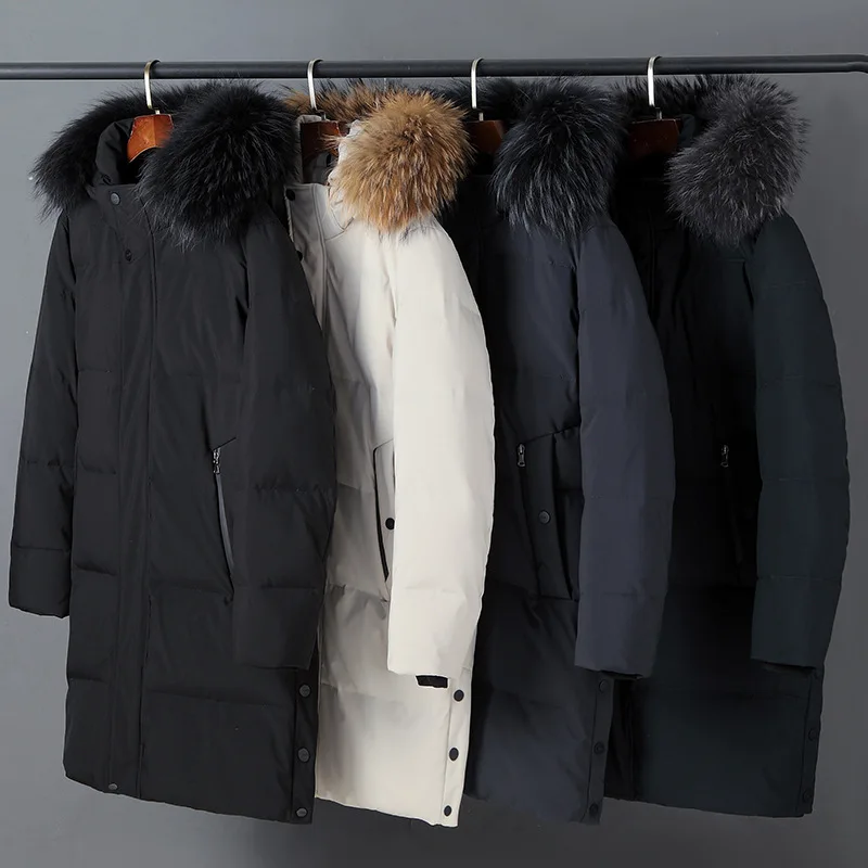 2023 Men's Down Jacket Mid-Length Winter Thick 90% White Duck Down Jacket Natural Animal Fur Collar Multi-Pockets Overcoat Men
2023 Men's Down Jacket Mid-Length Winter Thick 90% White Duck Down Jacket Natural Animal Fur Collar Multi-Pockets Overcoat Men
