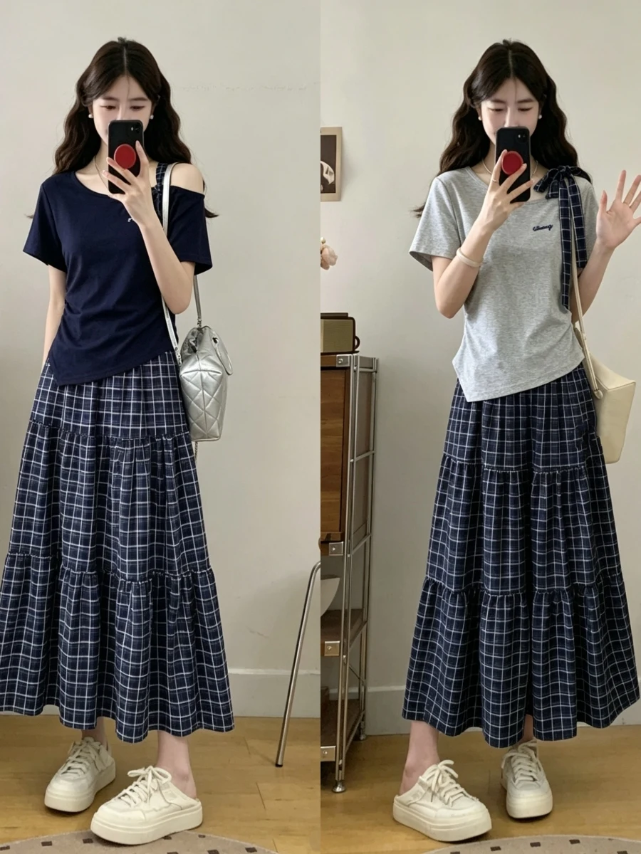 Slimming Checkered Halter Neck Knot plus Size Top And Skirt Set Fashionable Korean Style Office Wear Summer Short S...
Slimming Checkered Halter Neck Knot plus Size Top And Skirt Set Fashionable Korean Style Office Wear Summer Short S...