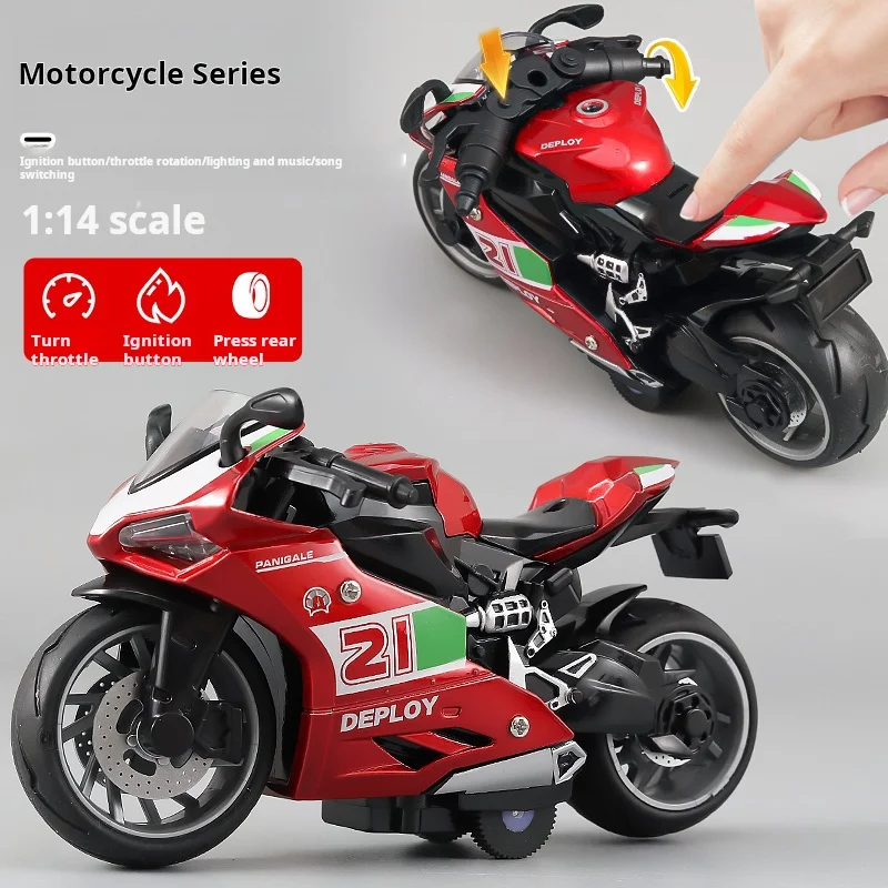 1:14 Scale Simulation Alloy Motorcycle Racing Model Children's Inertia Light & Sound Locomotive Collection Figurine Decoration
1:14 Scale Simulation Alloy Motorcycle Racing Model Children's Inertia Light & Sound Locomotive Collection Figurine Decoration