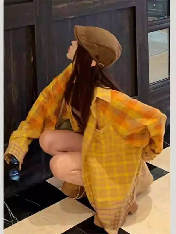 plus Size Yellow Plaid Shirt Jacket Women's Loose Lazy Style Top Korean Version Spring Commute Style Long Sleeve Button Design
plus Size Yellow Plaid Shirt Jacket Women's Loose Lazy Style Top Korean Version Spring Commute Style Long Sleeve Button Design