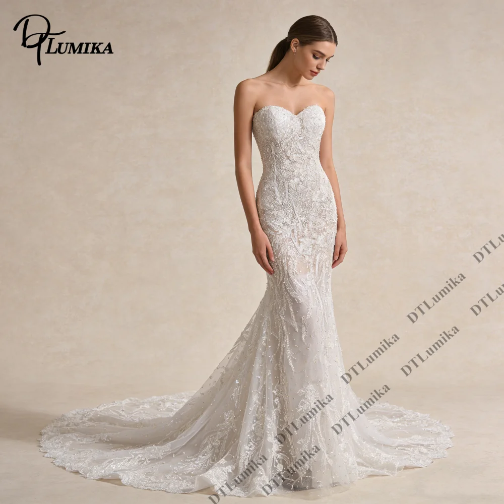 DTLumika Customized Mermaid Wedding Dress Off Shoulder Beaded Lace Sheer Backless Bodice Court Train Custom Made Bridal Gown
DTLumika Customized Mermaid Wedding Dress Off Shoulder Beaded Lace Sheer Backless Bodice Court Train Custom Made Bridal Gown