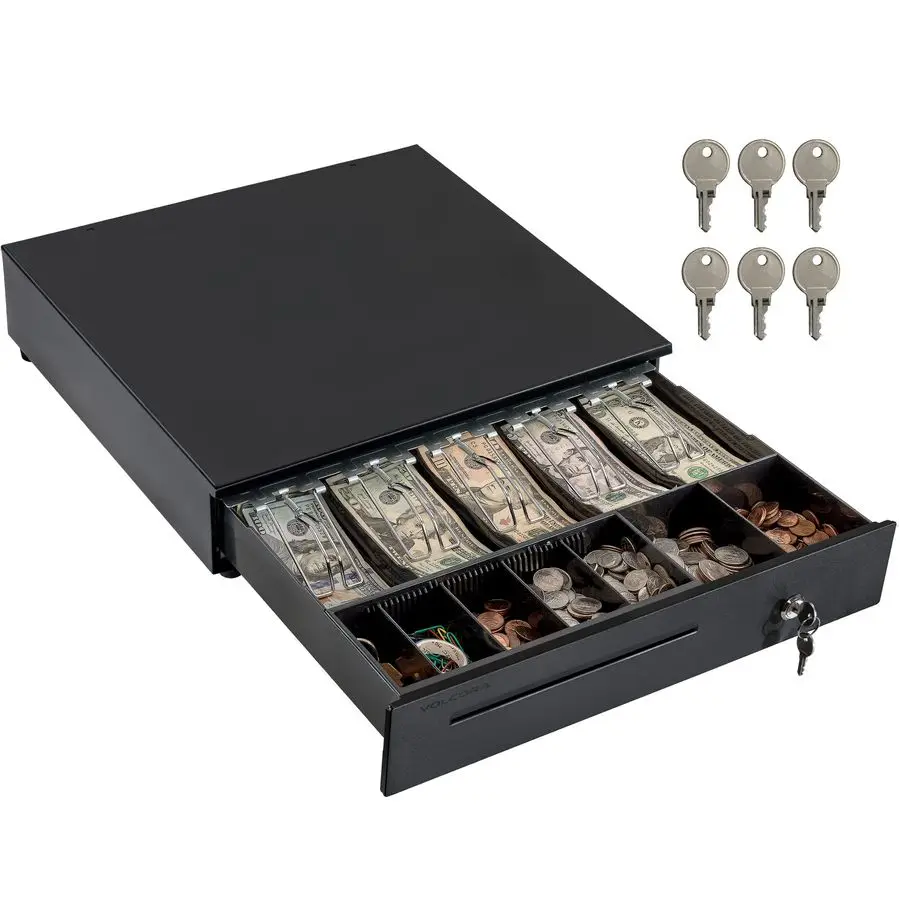 Кассовый ящик для POS-систем, 5 отделений для купюр, 7 для монет, 16 с регулируемыми слотами для монет, 12-24В, RJ11/RJ12, с ключевым замком, для хранения мелочи
Кассовый ящик для POS-систем, 5 отделений для купюр, 7 для монет, 16 с регулируемыми слотами для монет, 12-24В, RJ11/RJ12, с ключевым замком, для хранения мелочи