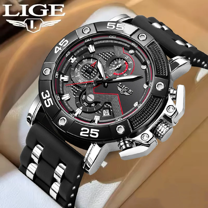 LIGE Black Silicone Watch For Men Fashion Business Men Watch Casual Military Sports Waterproof Quartz Chronograph Reloj Hombre
LIGE Black Silicone Watch For Men Fashion Business Men Watch Casual Military Sports Waterproof Quartz Chronograph Reloj Hombre