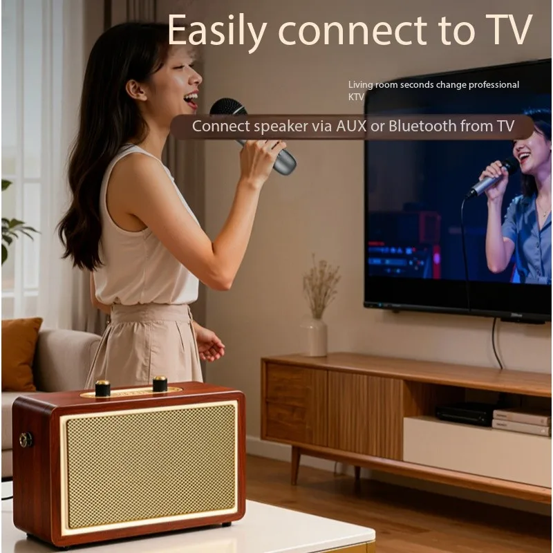 Домашний караоке, Bluetooth-динамик с древесным зерном, двойной беспроводной микрофон, живое ТВ, FM-радио, TF-карта, USB-сабвуфер, музыкальный центр, аудио
Домашний караоке, Bluetooth-динамик с древесным зерном, двойной беспроводной микрофон, живое ТВ, FM-радио, TF-карта, USB-сабвуфер, музыкальный центр, аудио