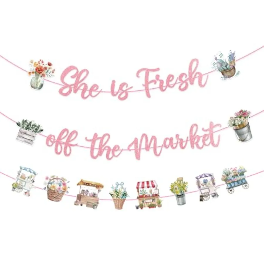 Fresh off the Market Bridal Shower Banner, 3 Pcs She is Fresh off the Market Flowers Themed Pre Strung Banners, Fun Bachelorett
Fresh off the Market Bridal Shower Banner, 3 Pcs She is Fresh off the Market Flowers Themed Pre Strung Banners, Fun Bachelorett