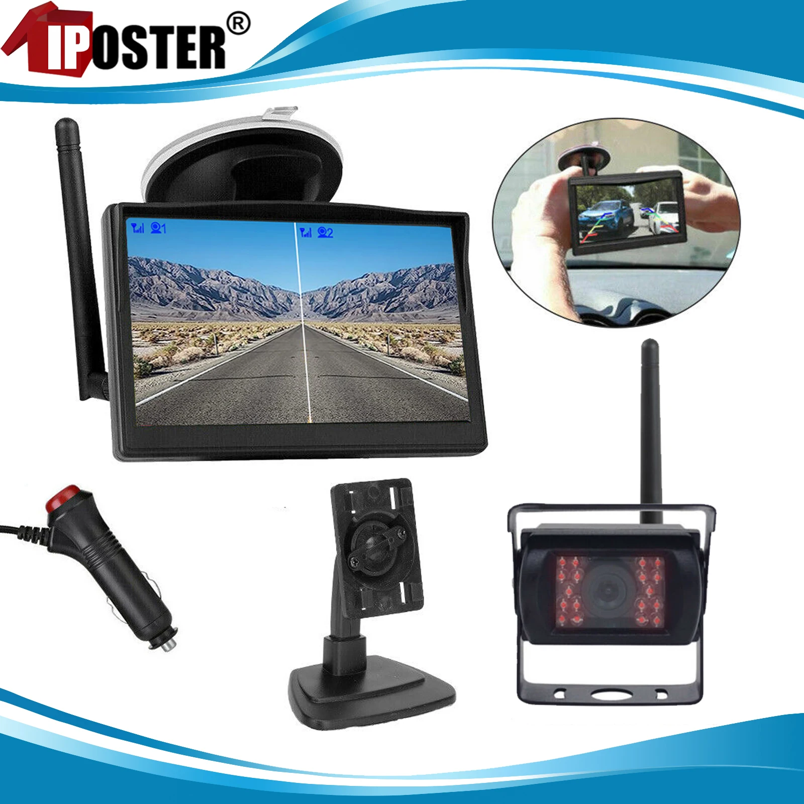 iPoster Digital Wireless Backup Camera System 5 Inch Dual Screen Car Monitor Night Vision Waterproof 12-24v For Rvs Caravan Van
iPoster Digital Wireless Backup Camera System 5 Inch Dual Screen Car Monitor Night Vision Waterproof 12-24v For Rvs Caravan Van