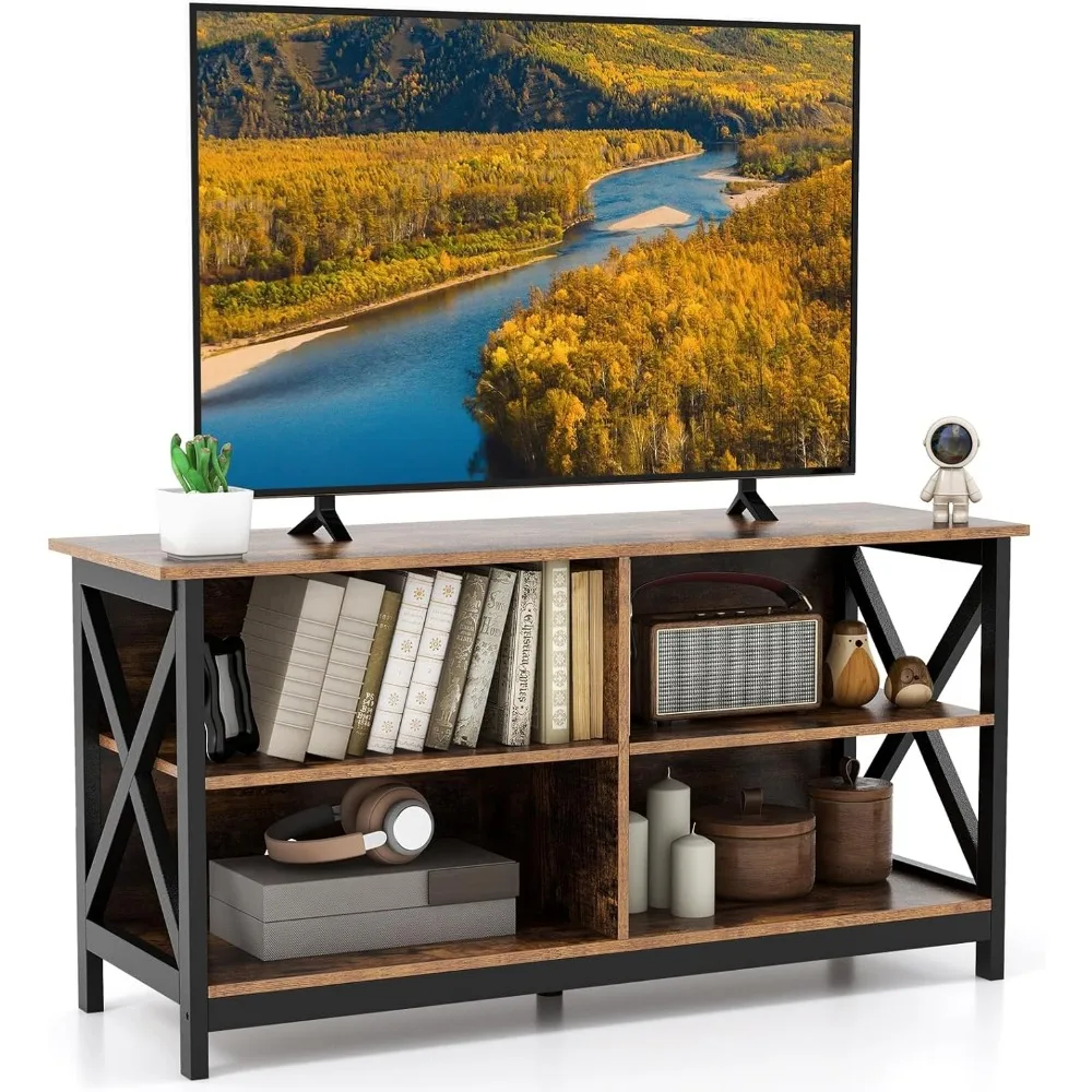 TV Console Table with X-Shaped Frame, 47" Farmhouse Entertainment Center with 4 Open Shelves & Built-in Cable Holes
TV Console Table with X-Shaped Frame, 47" Farmhouse Entertainment Center with 4 Open Shelves & Built-in Cable Holes
