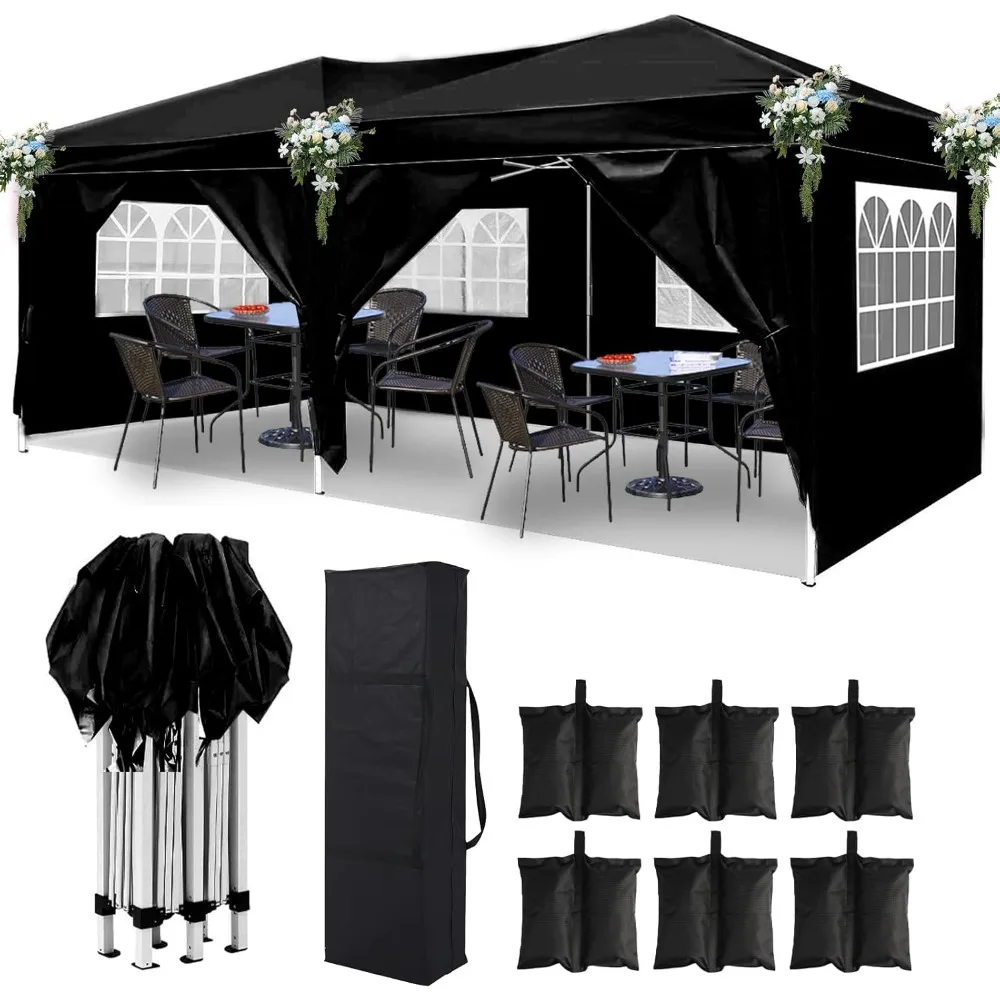 Pop Up Canopy Tent with 6 Sidewalls - Waterproof UV50 Canopy for Parties, Wedding, Events - 6pcs Weight Bag, Carry Bag, Black
Pop Up Canopy Tent with 6 Sidewalls - Waterproof UV50 Canopy for Parties, Wedding, Events - 6pcs Weight Bag, Carry Bag, Black