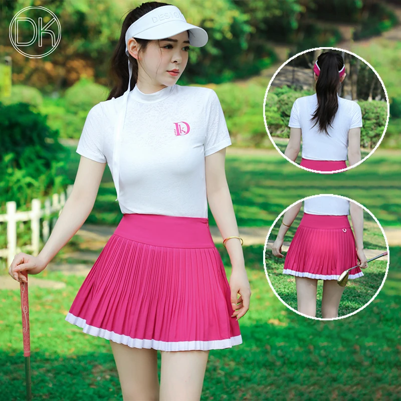 DK Golf, новые женские топы с короткими рукавами, летняя рубашка с круглым вырезом и защитой от пота, плиссированная юбка для девочек, брюки-кюлоты для гольфа с высокой талией
DK Golf, новые женские топы с короткими рукавами, летняя рубашка с круглым вырезом и защитой от пота, плиссированная юбка для девочек, брюки-кюлоты для гольфа с высокой талией