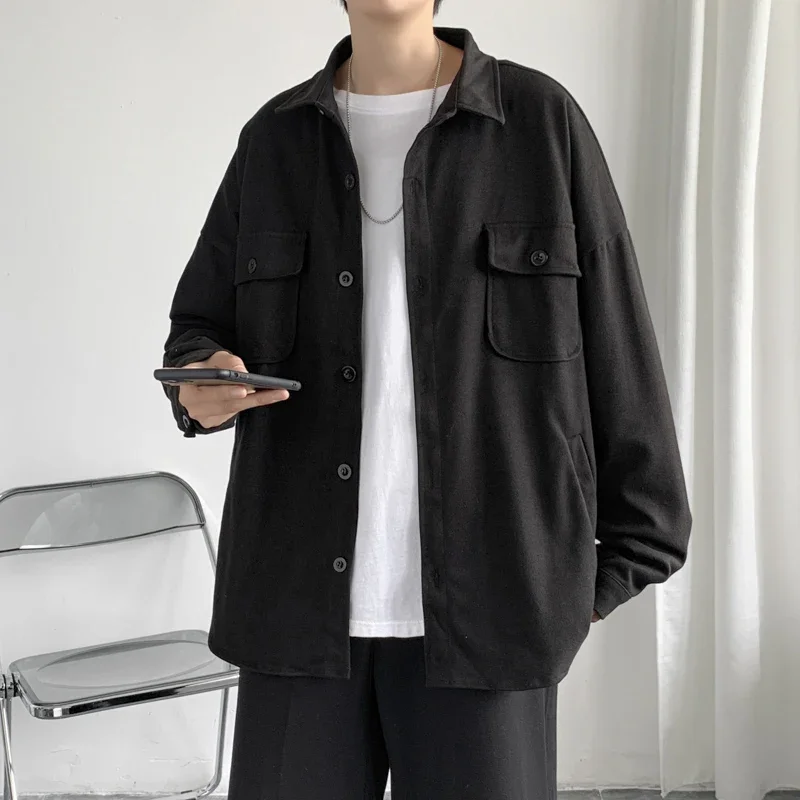 Hanbok Retro Thick Woolen Shirt, Men's Autumn and Winter Long-sleeved Brown Lapel Top, Casual Loose Harajuku Couple Suit
Hanbok Retro Thick Woolen Shirt, Men's Autumn and Winter Long-sleeved Brown Lapel Top, Casual Loose Harajuku Couple Suit