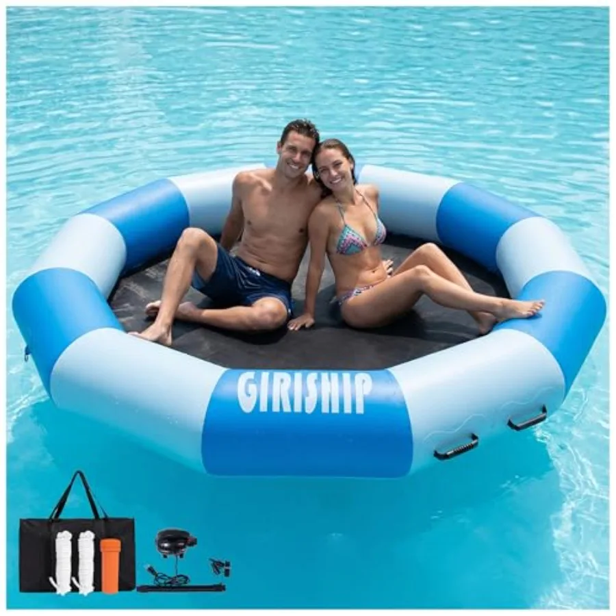 Lake use inflatable water trampoline heavy-duty PVC material blue color 8FT diameter with included pump and ladder for family a
Lake use inflatable water trampoline heavy-duty PVC material blue color 8FT diameter with included pump and ladder for family a