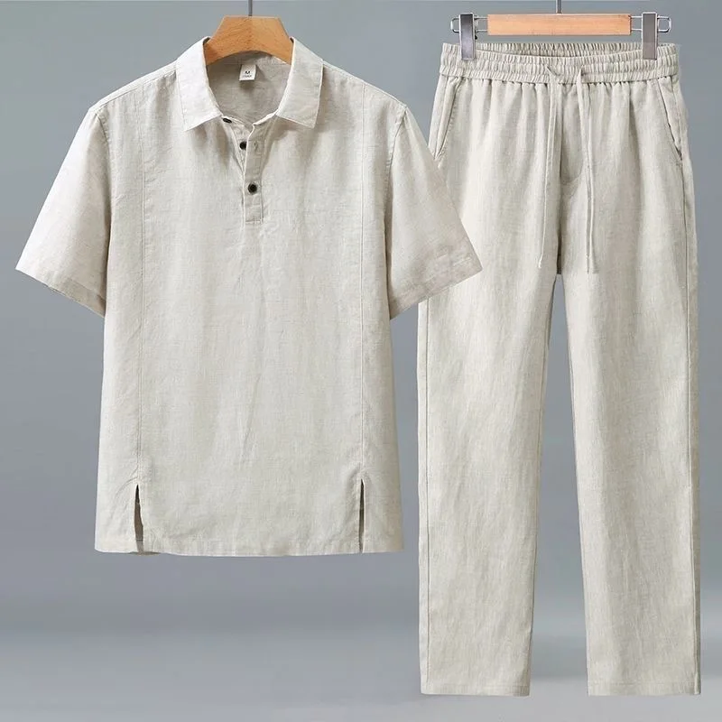 Men's Short Sleeve Cotton Linen Shirt Summer Thin Casual Pocket Breathable Long Pants Two-Piece Set Cool Comfortable Fashion
Men's Short Sleeve Cotton Linen Shirt Summer Thin Casual Pocket Breathable Long Pants Two-Piece Set Cool Comfortable Fashion