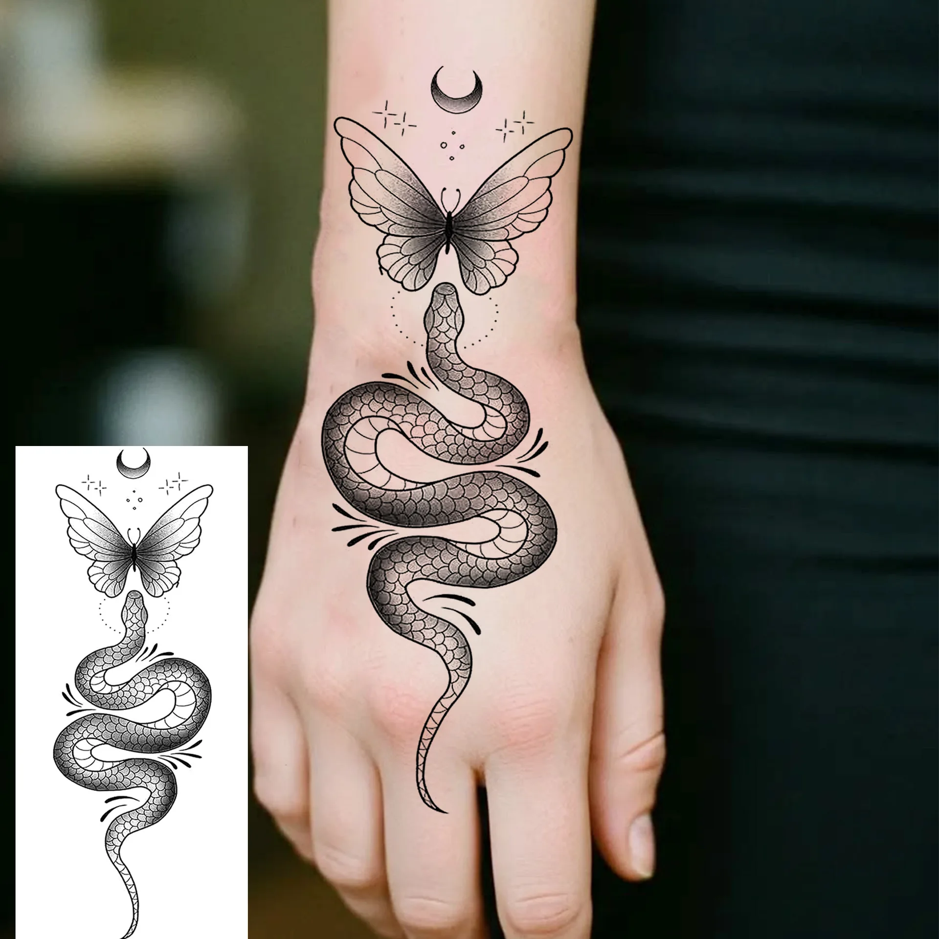Water Transfer Tattoo Stickers Black White Butterfly Flower Elegant Long Lasting Non Toxic Waterproof Premium Easy Apply for
Water Transfer Tattoo Stickers Black White Butterfly Flower Elegant Long Lasting Non Toxic Waterproof Premium Easy Apply for