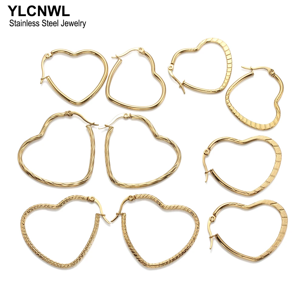 Stainless Steel Heart Earrings For Women Gold/Silver Color Cute Romantic Hoop Brincos Elegant Trendy Female Jewelry 2025
Stainless Steel Heart Earrings For Women Gold/Silver Color Cute Romantic Hoop Brincos Elegant Trendy Female Jewelry 2025