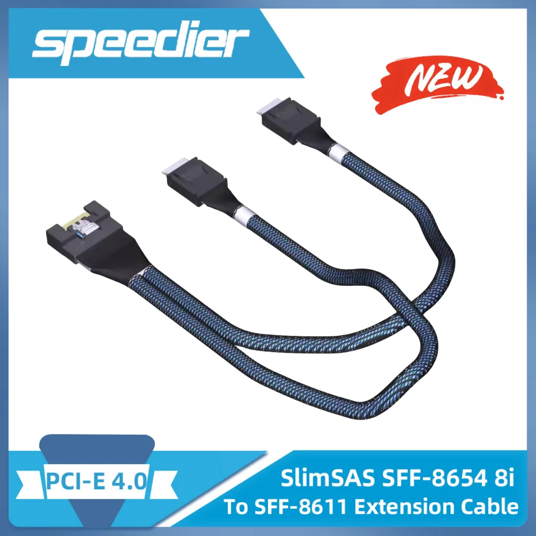 ADT SlimSAS SFF-8654 8i To SFF-8611 Split Extension Cable Riser PCIe 4.0 X16 Graphics Card Adapter Board One for Two