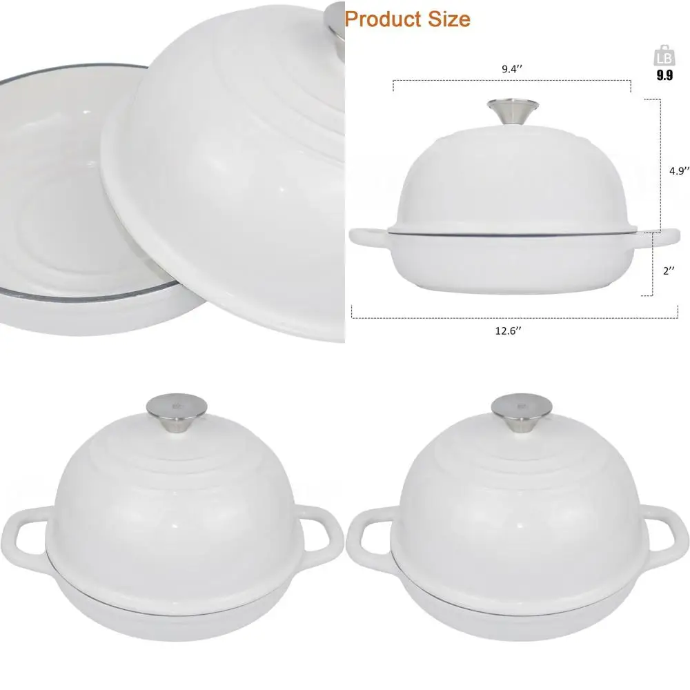 Enameled Cast Iron Dutch Oven, 5-Quart, White, Ideal for Sourdough Bread Baking
Enameled Cast Iron Dutch Oven, 5-Quart, White, Ideal for Sourdough Bread Baking