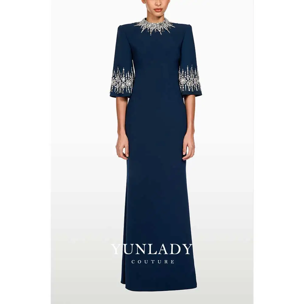 Customized Luxury Dubai Blue Crystal-Embellished Gown Mermaid Evening Dress Midi Sleeve Arabic Women Beaded Wedding Party Dress
Customized Luxury Dubai Blue Crystal-Embellished Gown Mermaid Evening Dress Midi Sleeve Arabic Women Beaded Wedding Party Dress