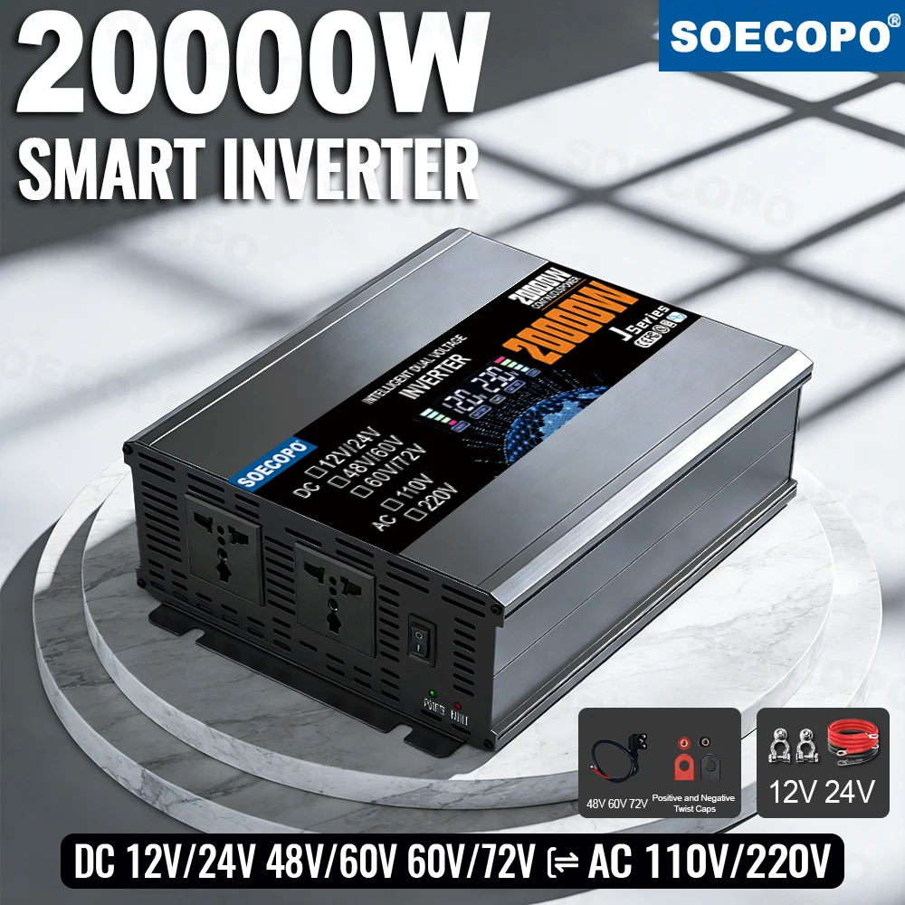 6000W-30000W Smart Inverter DC 12V/24V to AC 110V 60Hz Car Voltage Converter Power Transformer for Solar Home Camping Portable
6000W-30000W Smart Inverter DC 12V/24V to AC 110V 60Hz Car Voltage Converter Power Transformer for Solar Home Camping Portable