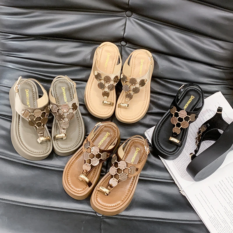 Women Summer Platform Thong Sandals Metal Coin Ankle Strap Wedge Beach Flip Flop Sandalias Mujer Verano Soft Daily Footwear
Women Summer Platform Thong Sandals Metal Coin Ankle Strap Wedge Beach Flip Flop Sandalias Mujer Verano Soft Daily Footwear