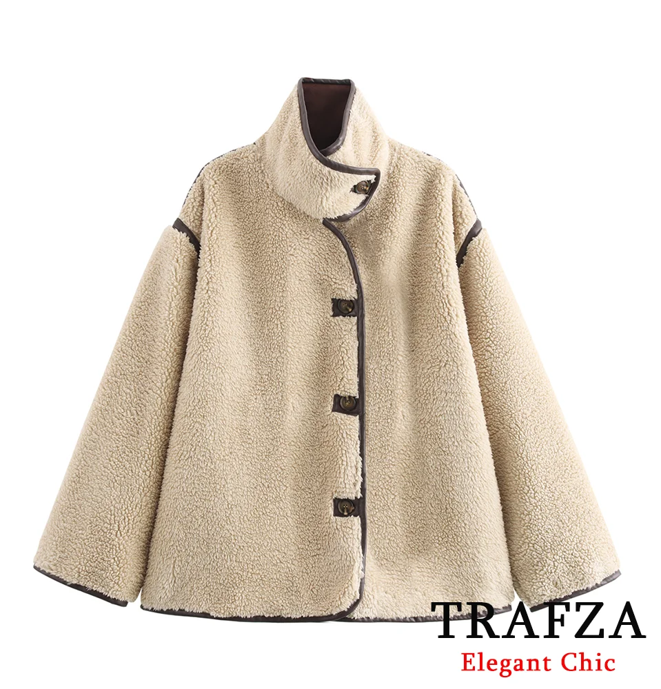 TRAFZA-Women Stylish Shaggy Fleece Jacket Coat Padded Loose Turtleneck Buttons Coat New 2025 Fall Winter Warm High-Street Jacket
TRAFZA-Women Stylish Shaggy Fleece Jacket Coat Padded Loose Turtleneck Buttons Coat New 2025 Fall Winter Warm High-Street Jacket