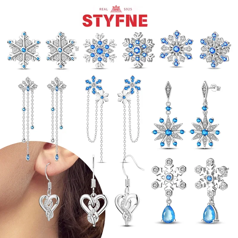 925 Silver Winter Stud Earrings Snowflake Heart Design Elegant Drop Earrings Jewelry Gift Suitable for Daily Matching for Women
925 Silver Winter Stud Earrings Snowflake Heart Design Elegant Drop Earrings Jewelry Gift Suitable for Daily Matching for Women