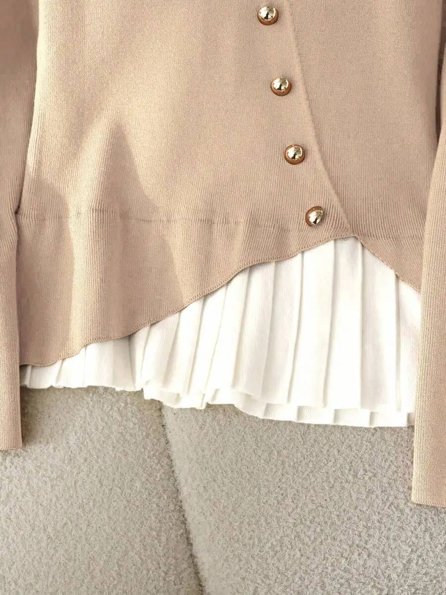 Womens Casual Long Sleeve Cardigan With Metal Buttons And Pleated Hem Autumn Winter
Womens Casual Long Sleeve Cardigan With Metal Buttons And Pleated Hem Autumn Winter