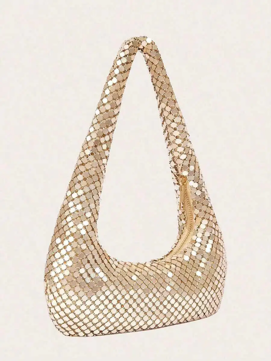 Women Shiny Metal Mesh Underarm Bag Party Evening Clutch Shoulder Bag
Women Shiny Metal Mesh Underarm Bag Party Evening Clutch Shoulder Bag