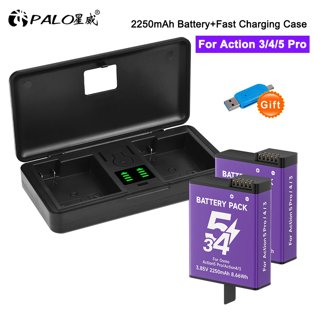 2250mAh Battery for Dji Osmo Action 4+Dual Slot Battery Charger Storage Box for DJI Action 3 Action 4 Sports Camera Accessories
2250mAh Battery for Dji Osmo Action 4+Dual Slot Battery Charger Storage Box for DJI Action 3 Action 4 Sports Camera Accessories