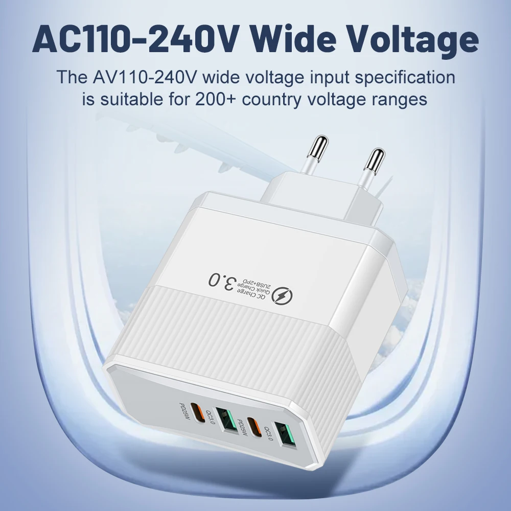 Зарядное устройство USB C Muti 4-портовый PD Type C Быстрая зарядка QC3.0 PD Настенный адаптер питания для IPhone 16 Xiaomi Samsung Oneplus
Зарядное устройство USB C Muti 4-портовый PD Type C Быстрая зарядка QC3.0 PD Настенный адаптер питания для IPhone 16 Xiaomi Samsung Oneplus