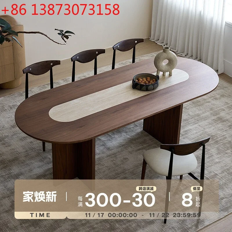 Mo Yu/rotary dining table, medieval solid wood oval household walnut-colored travertine dining table
Mo Yu/rotary dining table, medieval solid wood oval household walnut-colored travertine dining table